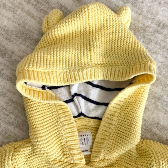 Baby Gap Garter Knit Hooded Sweater 3-6 months - Picture 4 of 7